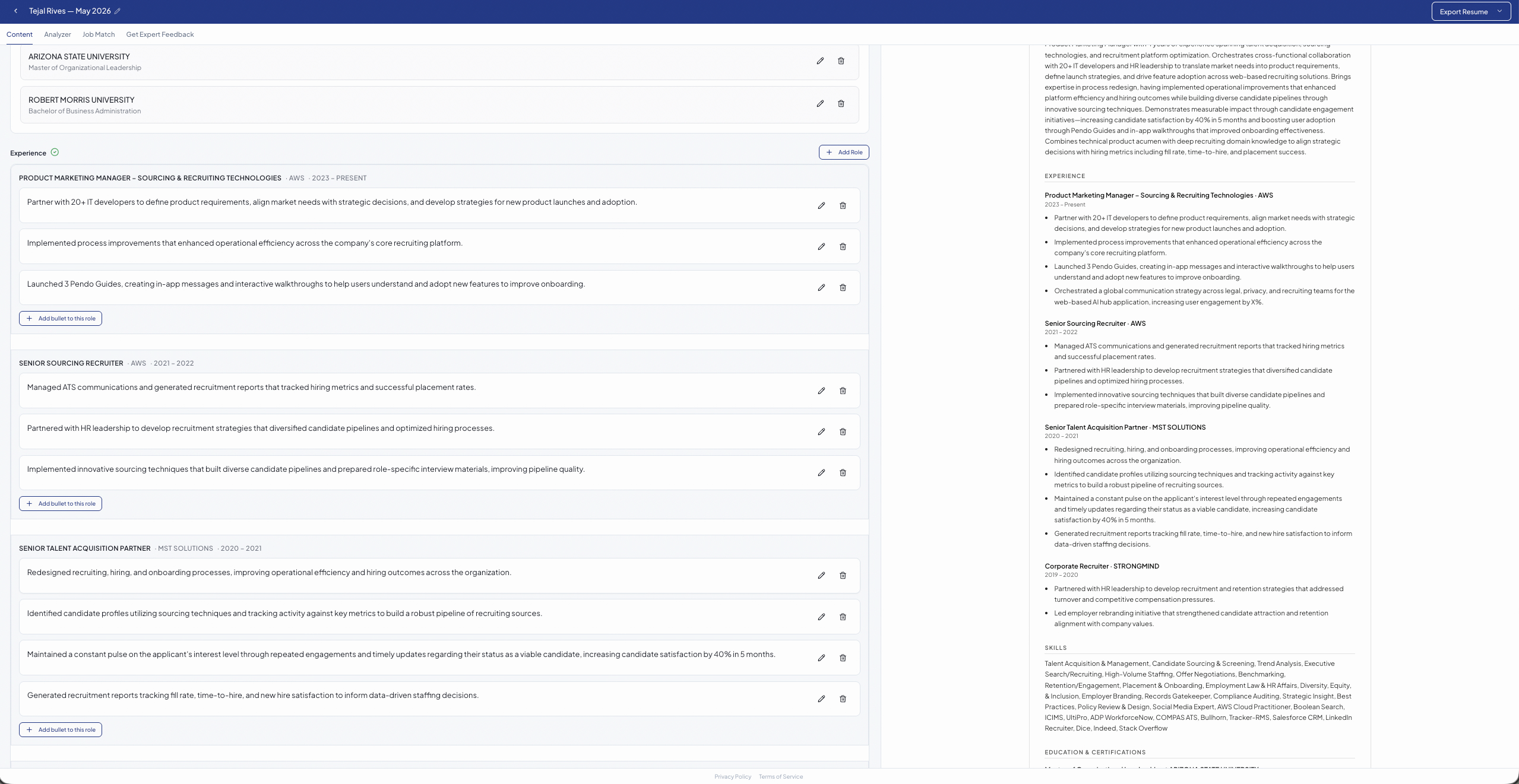 Resume Builder screenshot